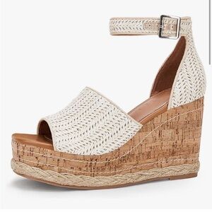 Women's Wedges Platform Espadrille Sandals Braided Open Square Toe Ankle Buckle